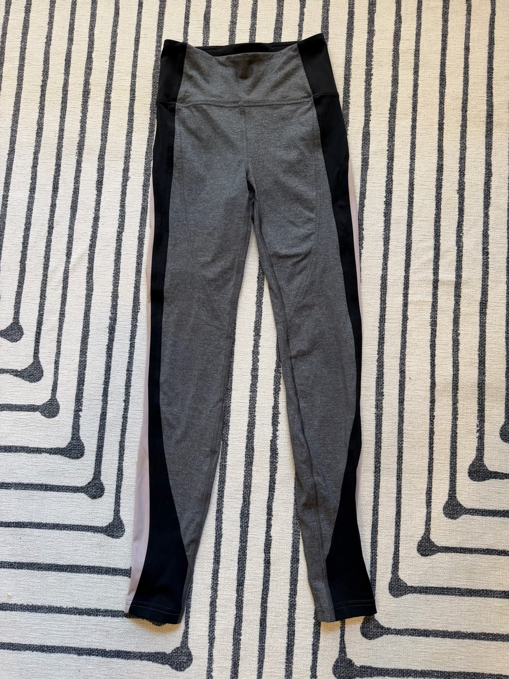 Grey and Black Lululemon Colorblock Active Leggings